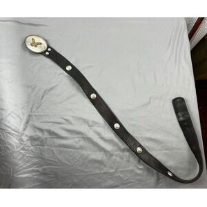 Vintage‎ Leather Belt Montana Silversmiths buckle with Buffalo Nickel Stud belt